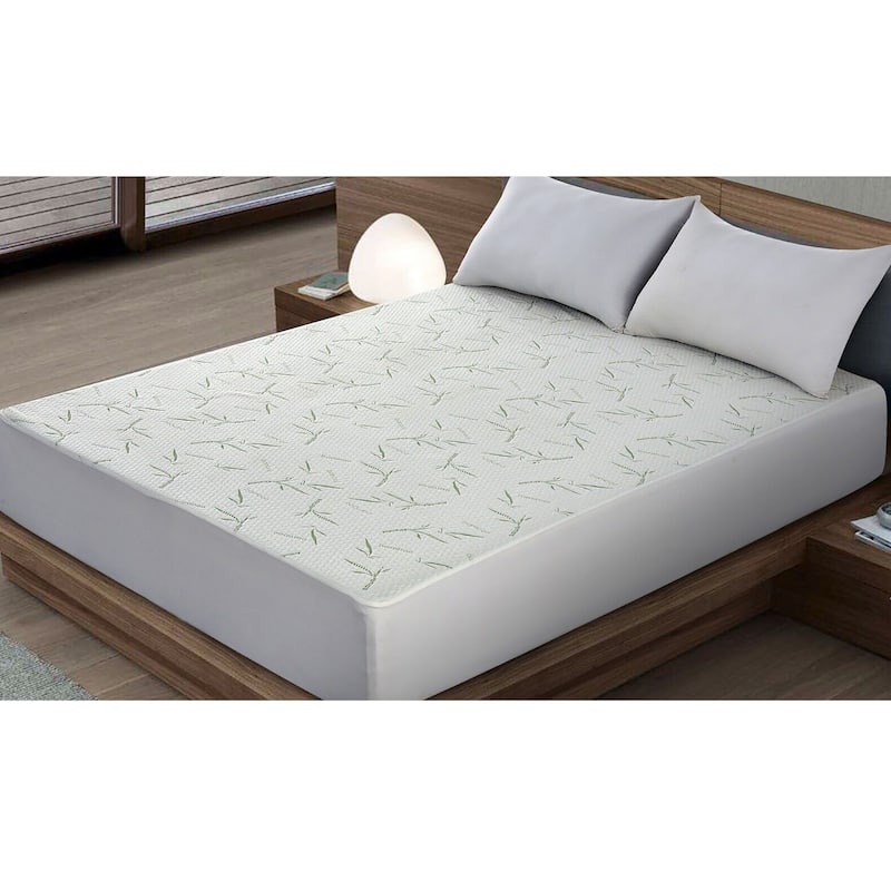 Twin Size Jacquard Quilted Bamboo Mattress Pad Fitted Elastic Cover